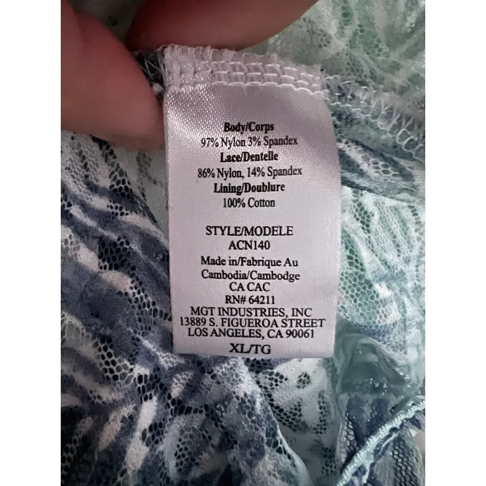 NWT In Bloom by Jonquil Women's Lace Cami & Shorts Pajama Set Aqua Palm Size XL